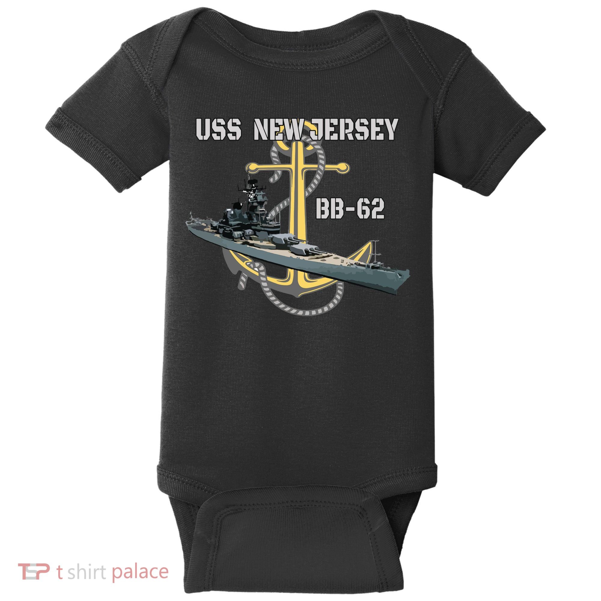 Uss New Jersey Bb62 Battleship Ww2 American Warship Veteran Baby Bodysuit