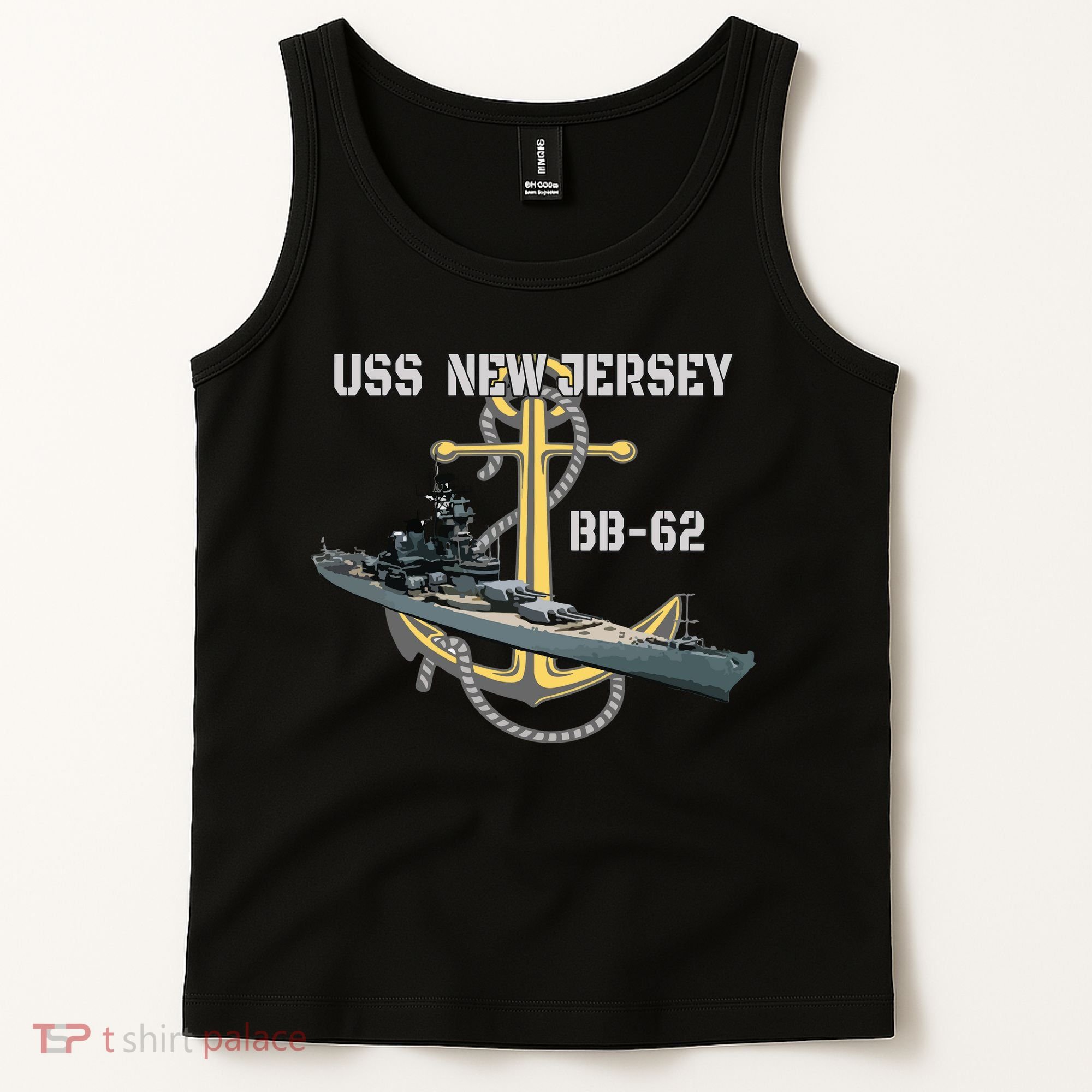 Uss New Jersey Bb62 Battleship Ww2 American Warship Veteran Tank Top