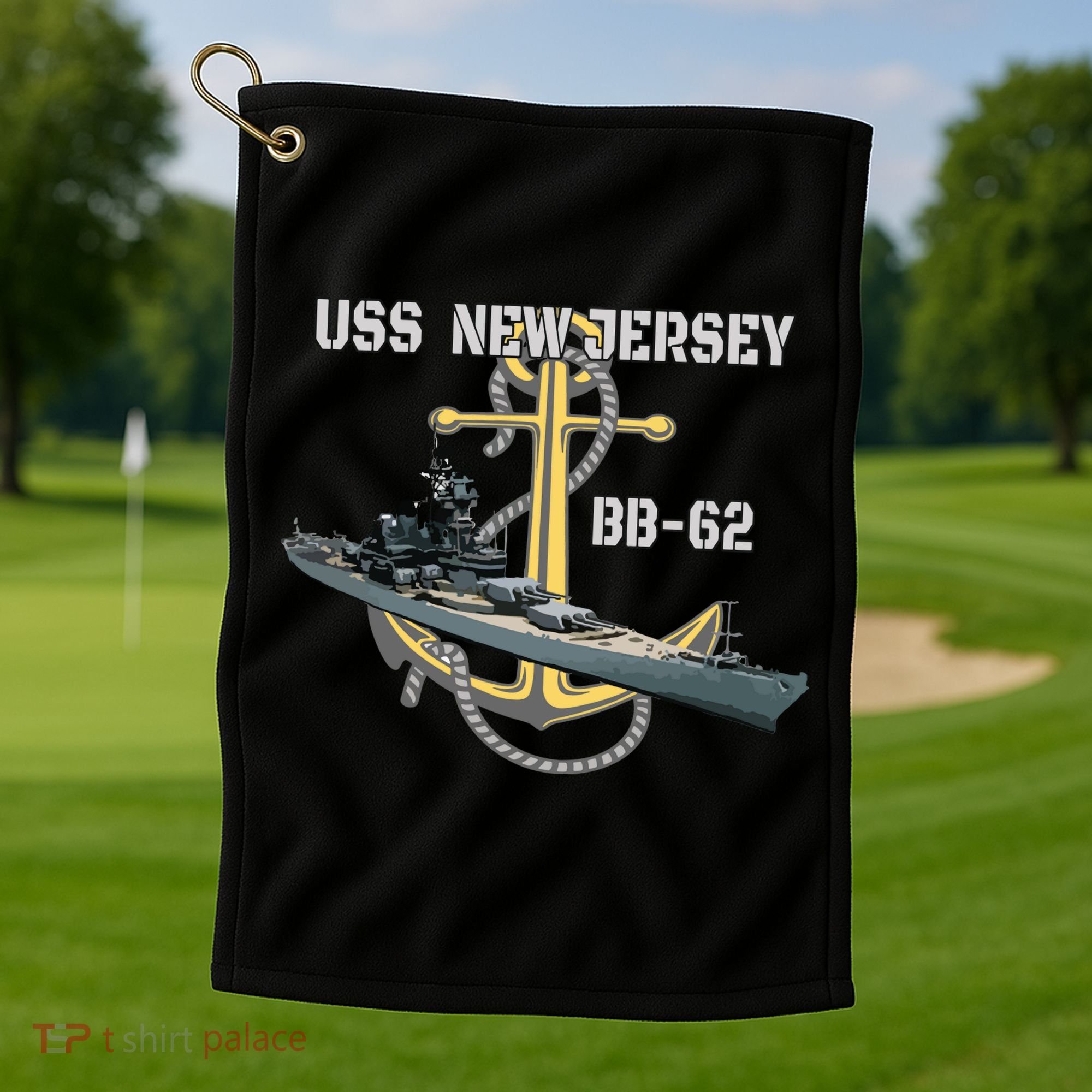 Uss New Jersey Bb62 Battleship Ww2 American Warship Veteran Golf Towel