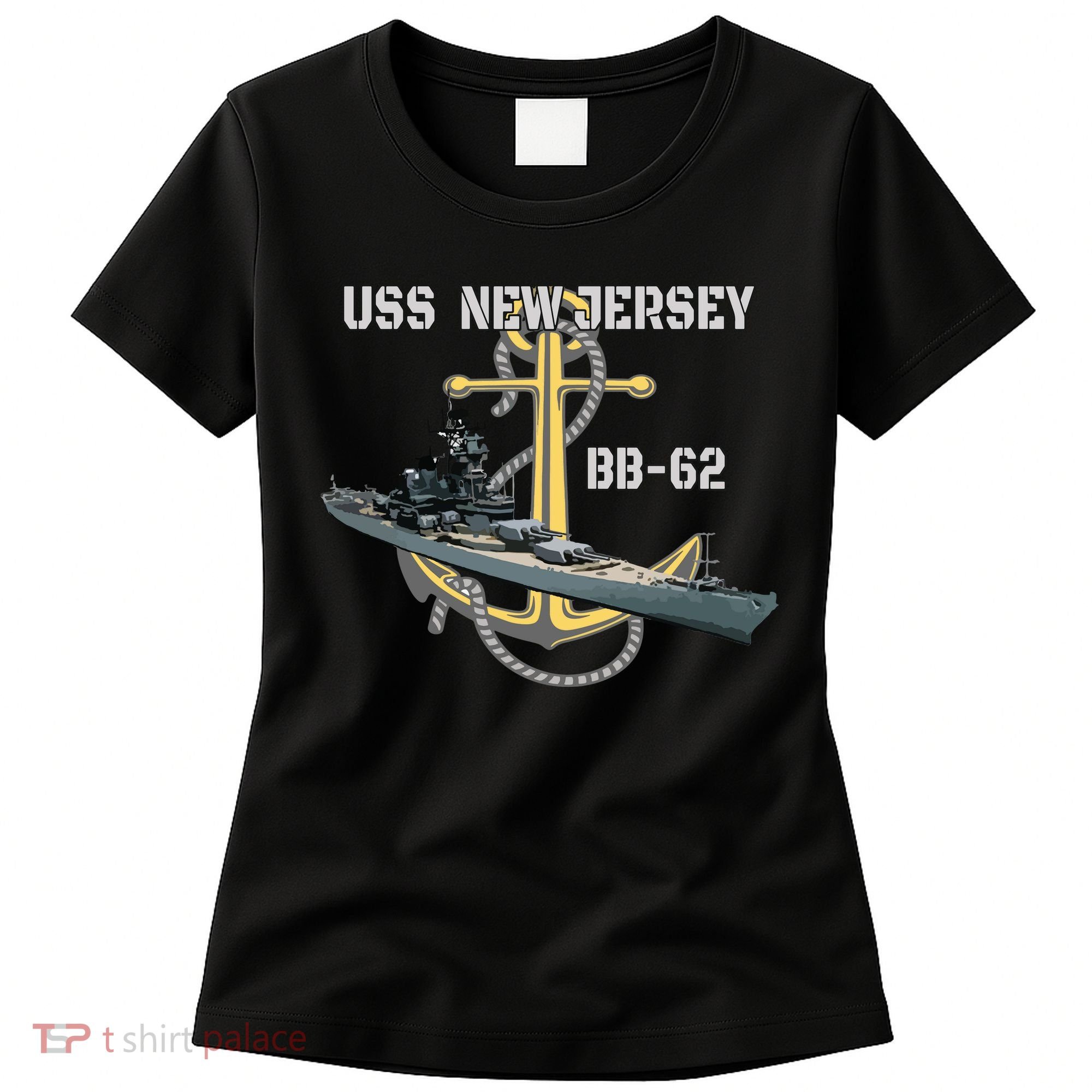 Uss New Jersey Bb62 Battleship Ww2 American Warship Veteran Women's T-Shirt