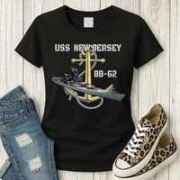 Uss New Jersey Bb62 Battleship Ww2 American Warship Veteran Women's T-Shirt thumb 3
