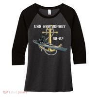 Uss New Jersey Bb62 Battleship Ww2 American Warship Veteran Women's Tri-Blend 3/4-Sleeve Raglan Shirt thumb 0