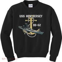 Uss New Jersey Bb62 Battleship Ww2 American Warship Veteran Kids Sweatshirt thumb 0