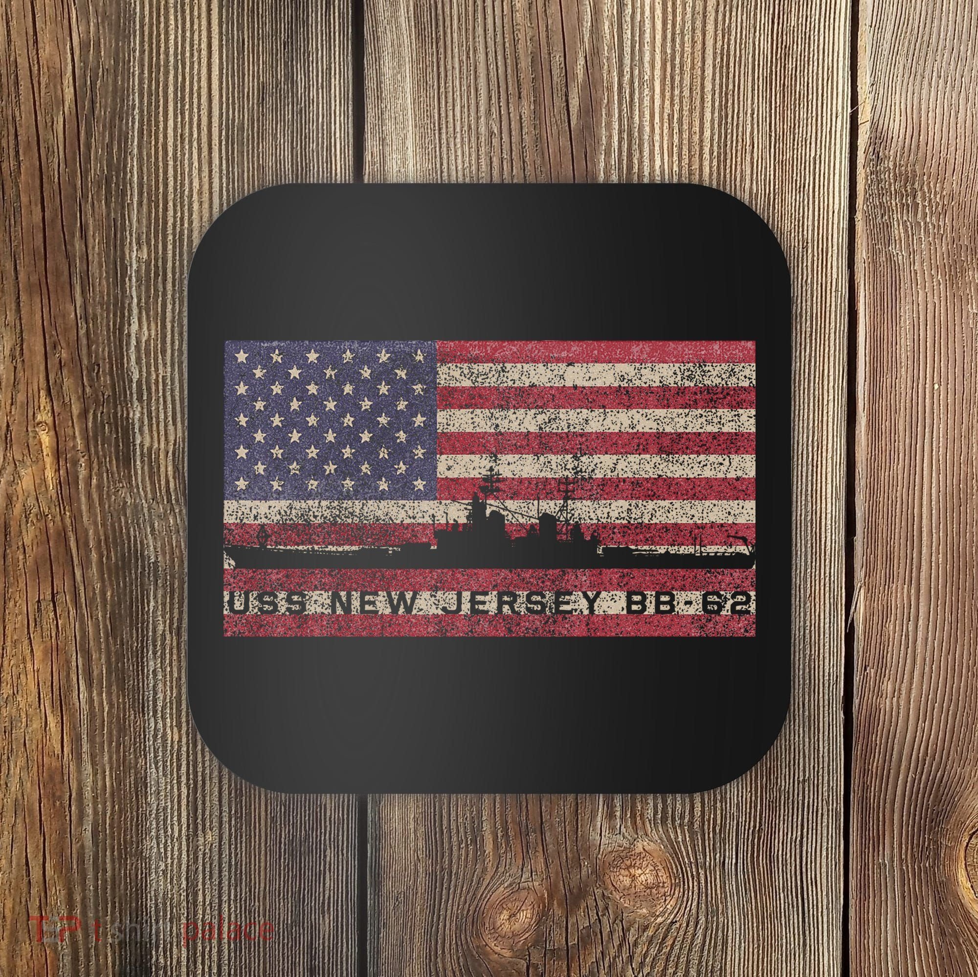 Uss New Jersey Bb62 Ww2 Battleship Usa American Flag Coaster