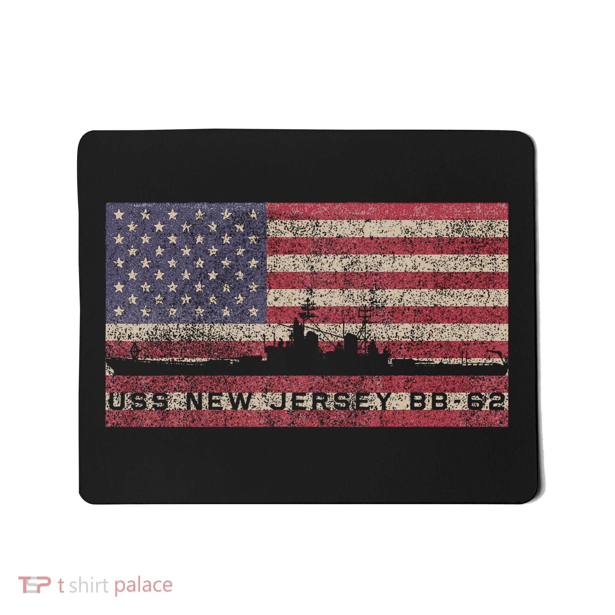 Uss New Jersey Bb62 Ww2 Battleship Usa American Flag Mousepad