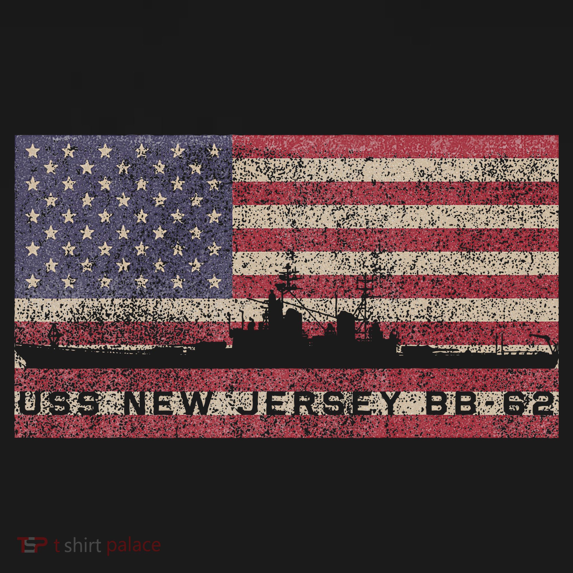 Uss New Jersey Bb62 Ww2 Battleship Usa American Flag Mousepad