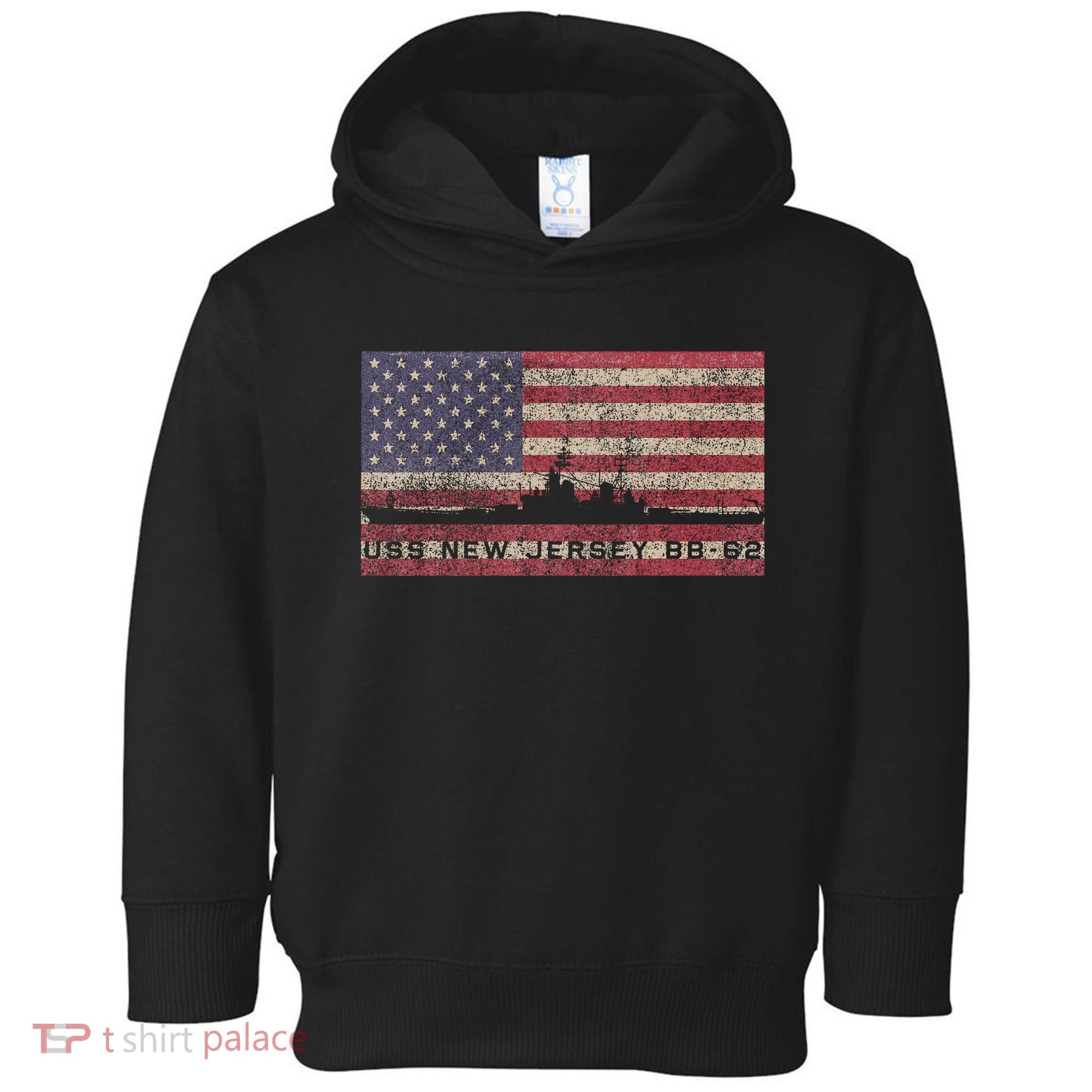 Uss New Jersey Bb62 Ww2 Battleship Usa American Flag Toddler Hoodie