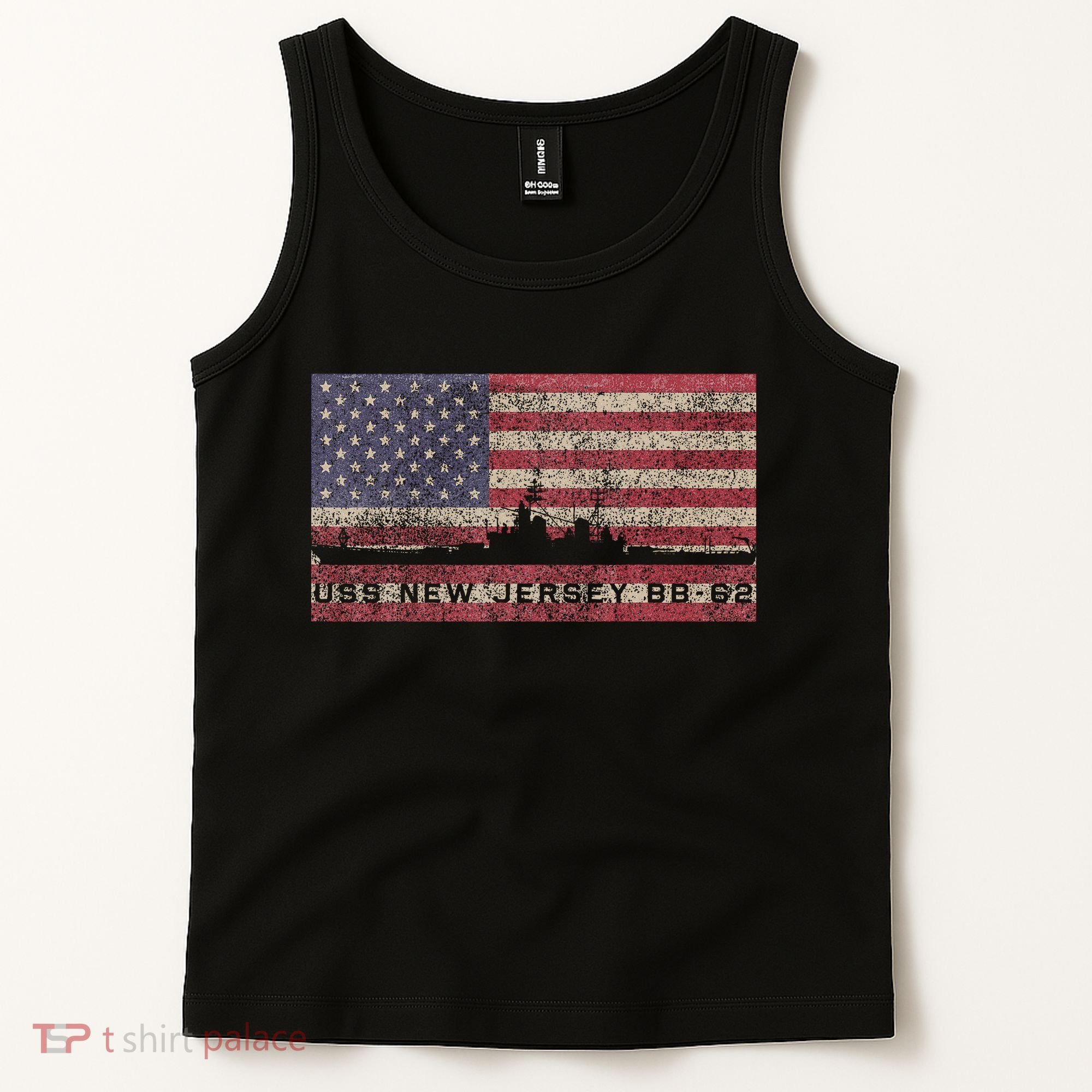 Uss New Jersey Bb62 Ww2 Battleship Usa American Flag Tank Top