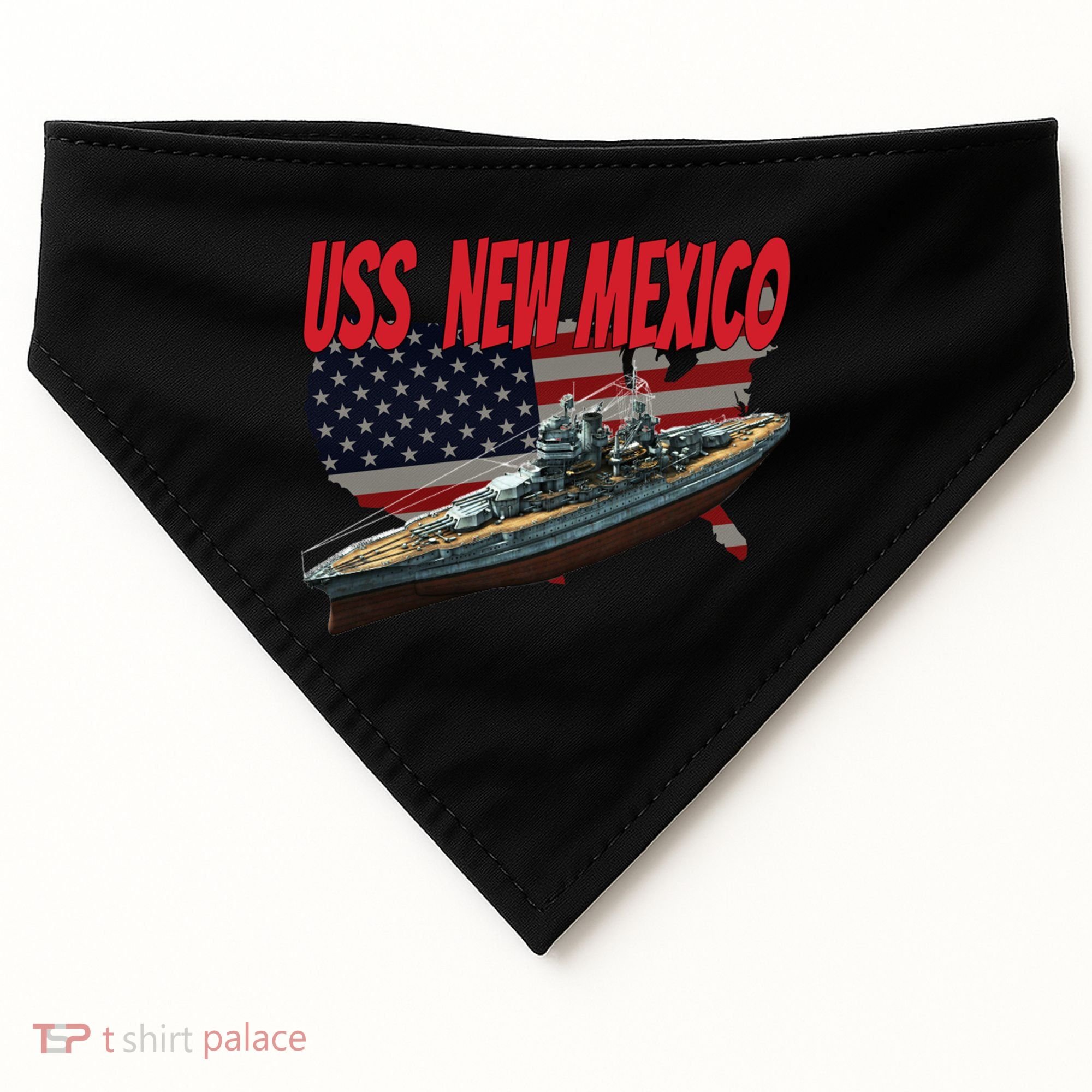 Uss New Mexico Bbgift40 Ww2 War Veteran Battleship Dad Son Boy Gift USA-Made Doggie Bandana
