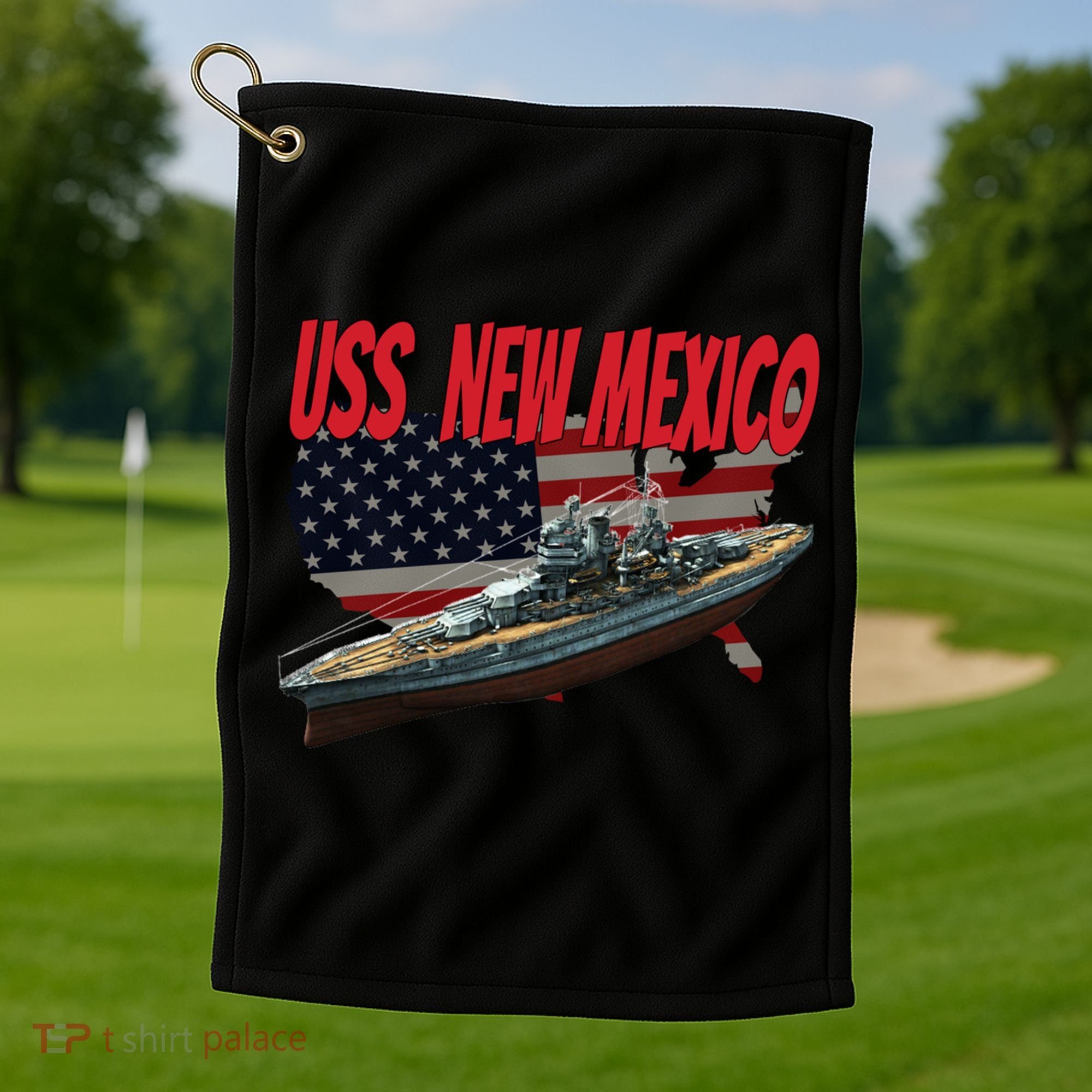 Uss New Mexico Bbgift40 Ww2 War Veteran Battleship Dad Son Boy Gift Golf Towel