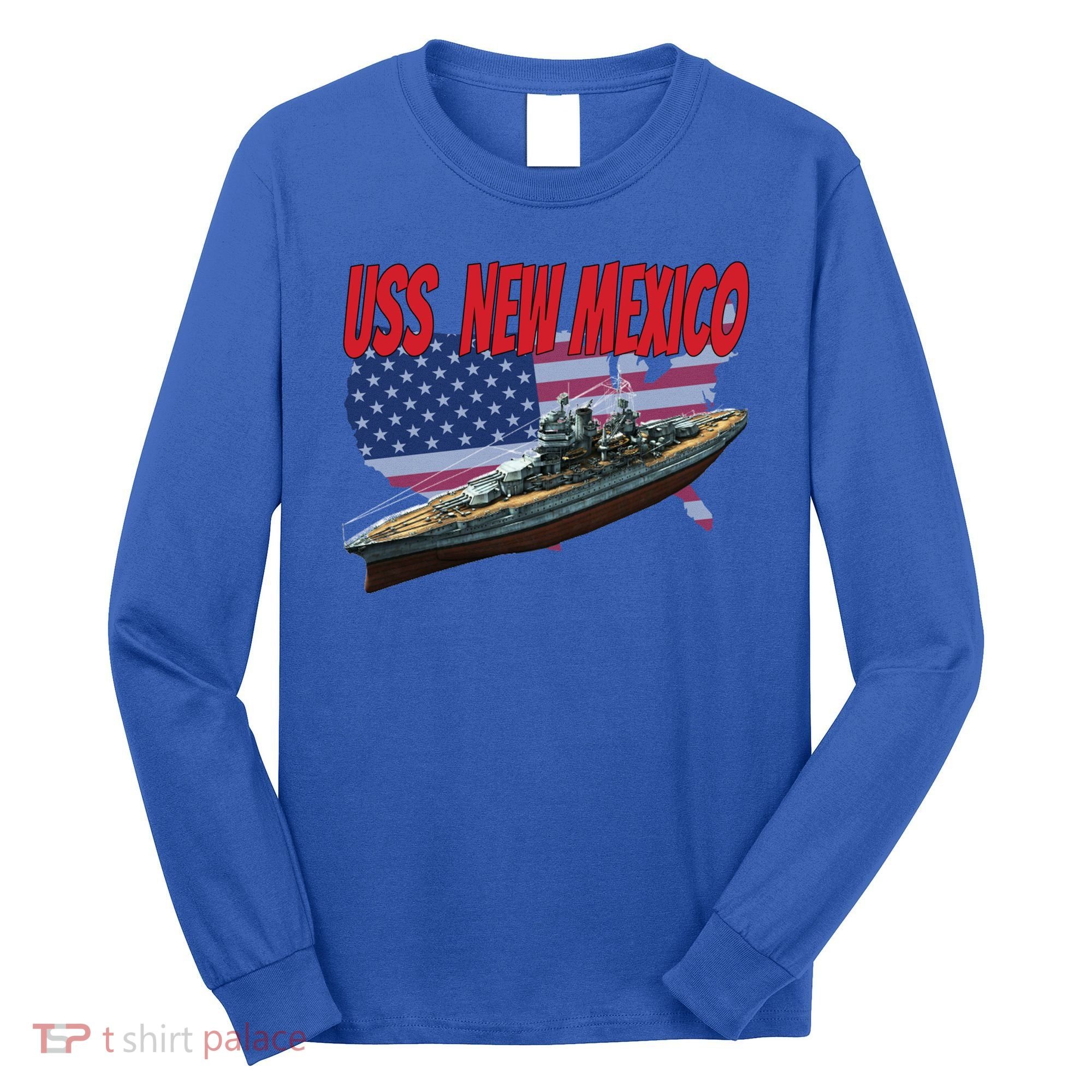 Uss New Mexico Bbgift40 Ww2 War Veteran Battleship Dad Son Boy Gift Long Sleeve Shirt