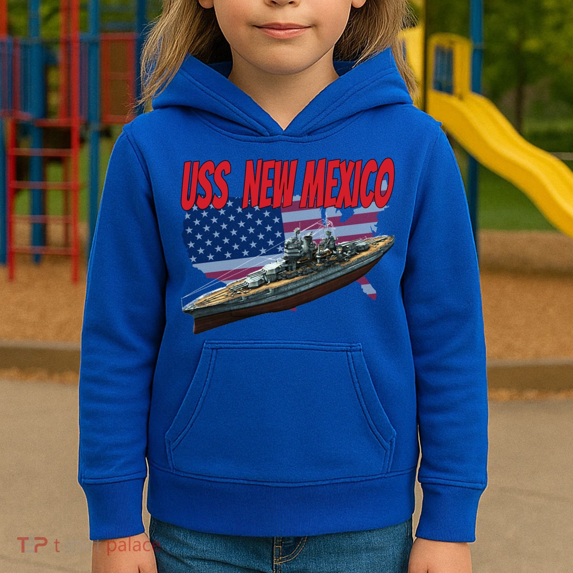 Uss New Mexico Bbgift40 Ww2 War Veteran Battleship Dad Son Boy Gift Kids Hoodie