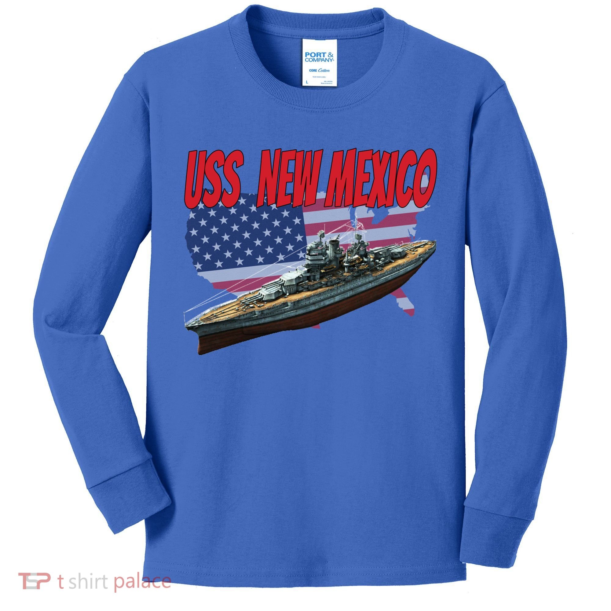 Uss New Mexico Bbgift40 Ww2 War Veteran Battleship Dad Son Boy Gift Kids Long Sleeve Shirt
