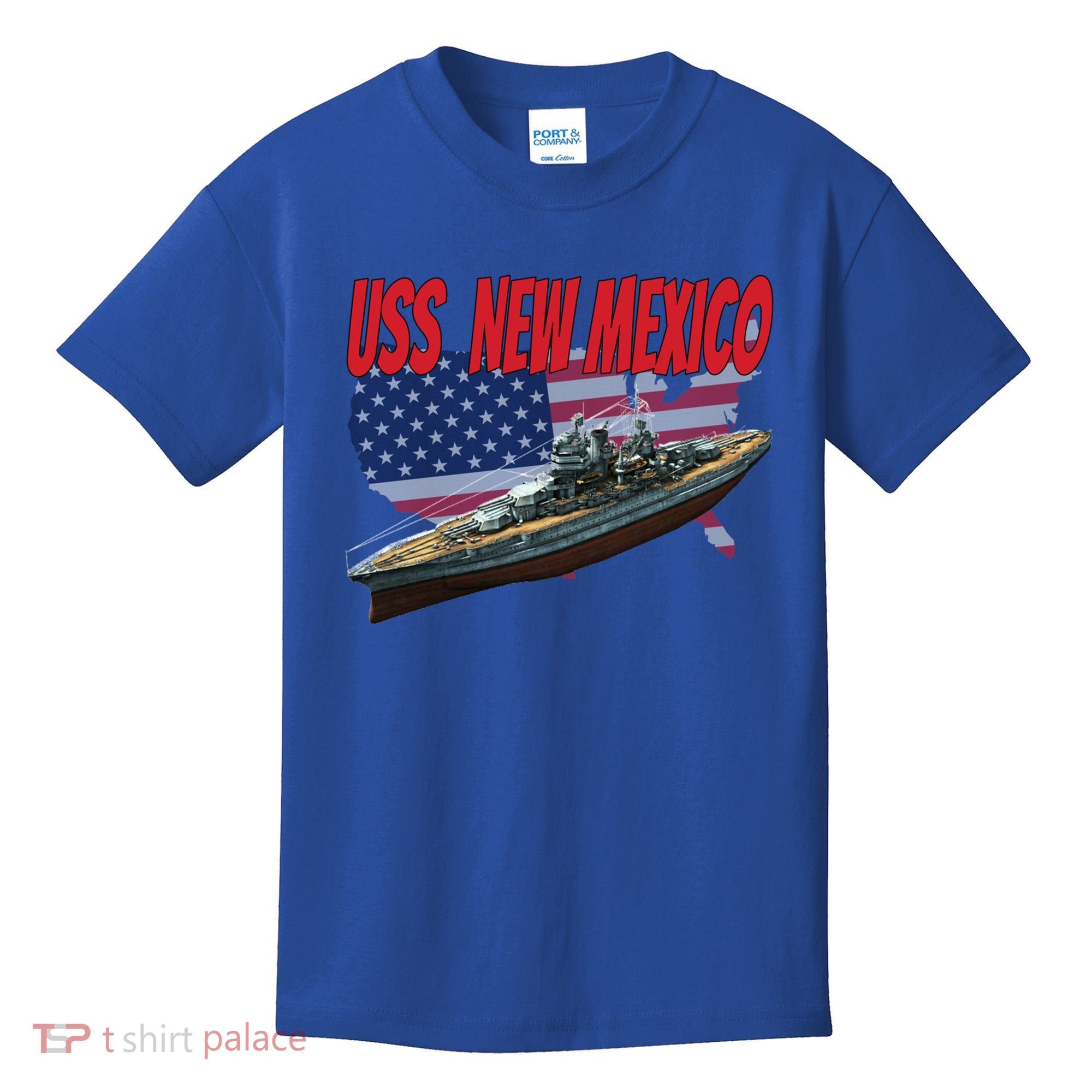 Uss New Mexico Bbgift40 Ww2 War Veteran Battleship Dad Son Boy Gift Kids T-Shirt