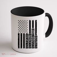 Unmasked Unmuzzled Unvaccinated Unafraid US Flag Coffee Mug thumb 1