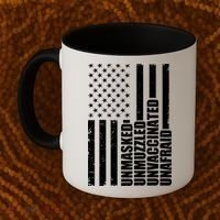 Unmasked Unmuzzled Unvaccinated Unafraid US Flag Coffee Mug thumb 2