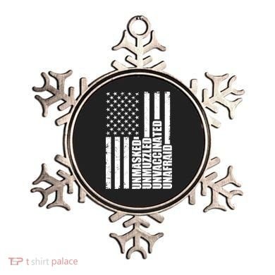 Unmasked Unmuzzled Unvaccinated Unafraid US Flag Ornament