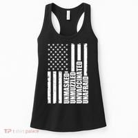 Unmasked Unmuzzled Unvaccinated Unafraid US Flag Women's Tank Top thumb 0