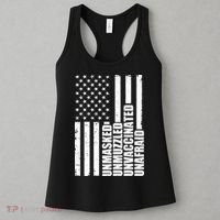 Unmasked Unmuzzled Unvaccinated Unafraid US Flag Women's Tank Top thumb 3