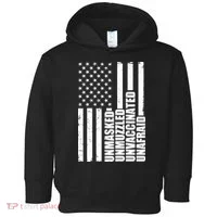 Unmasked Unmuzzled Unvaccinated Unafraid US Flag Toddler Hoodie thumb 0