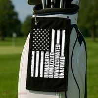 Unmasked Unmuzzled Unvaccinated Unafraid US Flag Golf Towel thumb 2