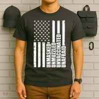 Unmasked Unmuzzled Unvaccinated Unafraid US Flag T-Shirt thumb 6
