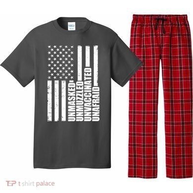 Unmasked Unmuzzled Unvaccinated Unafraid US Flag Pajama Set