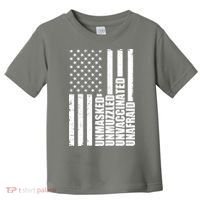 Unmasked Unmuzzled Unvaccinated Unafraid US Flag Toddler T-Shirt thumb 0