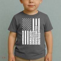 Unmasked Unmuzzled Unvaccinated Unafraid US Flag Toddler T-Shirt thumb 2