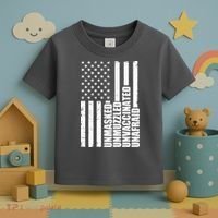 Unmasked Unmuzzled Unvaccinated Unafraid US Flag Toddler T-Shirt thumb 3