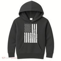 Unmasked Unmuzzled Unvaccinated Unafraid US Flag Kids Hoodie thumb 0