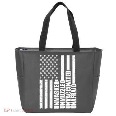 Unmasked Unmuzzled Unvaccinated Unafraid US Flag Tote Bag