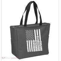 Unmasked Unmuzzled Unvaccinated Unafraid US Flag Tote Bag thumb 2