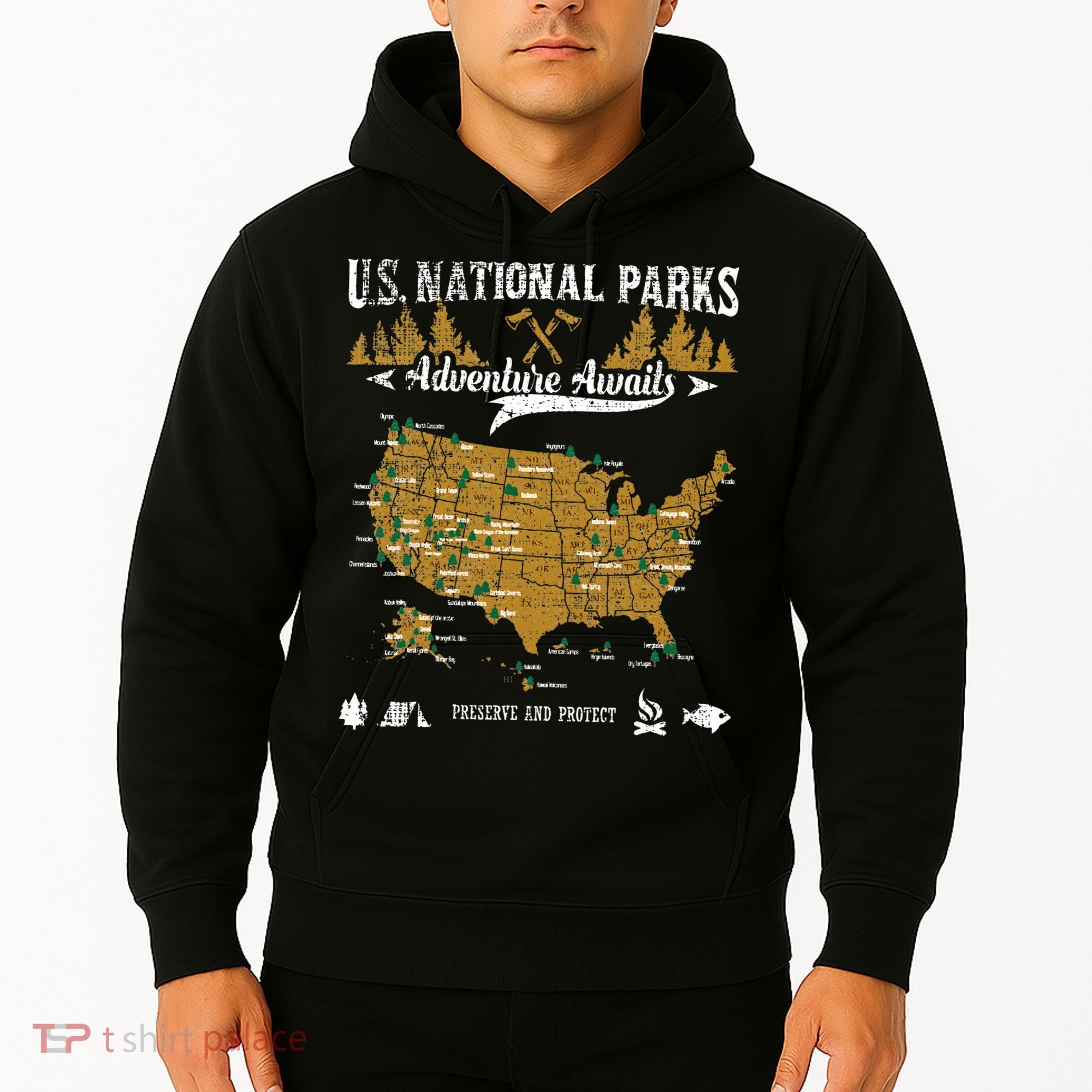 US National Parks Adventure Awaits Hiking & Camping Lover Hoodie
