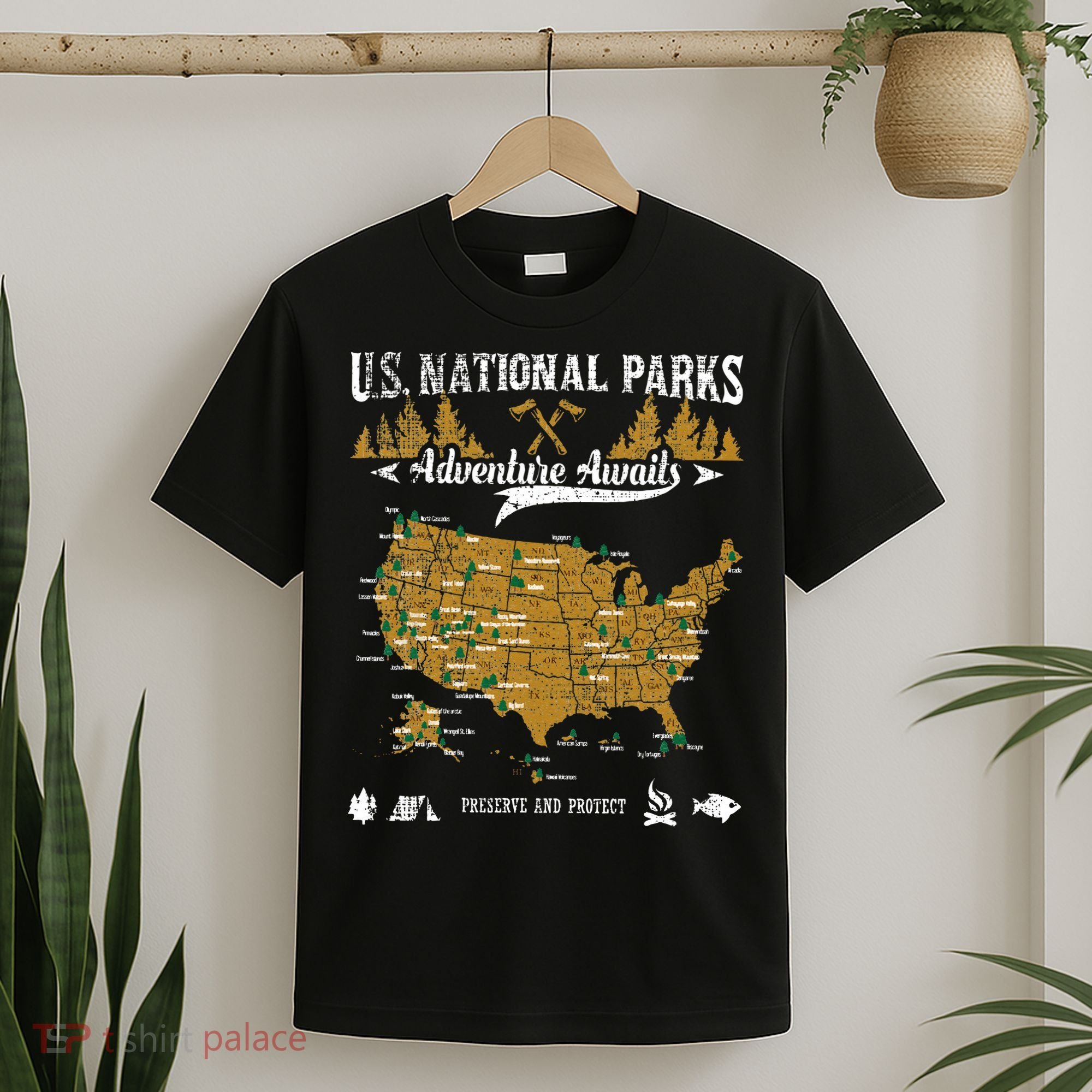 US National Parks Adventure Awaits Hiking & Camping Lover T-Shirt