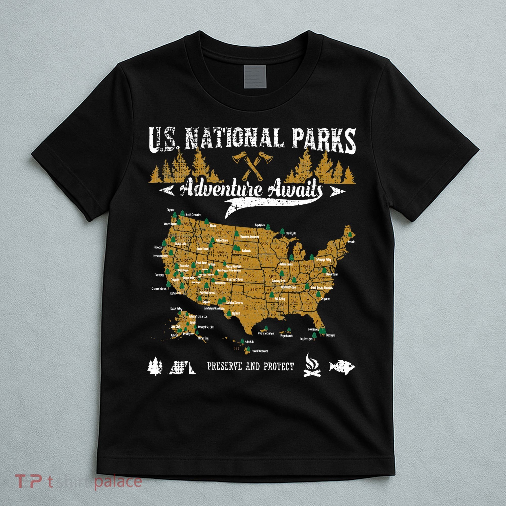 US National Parks Adventure Awaits Hiking & Camping Lover T-Shirt