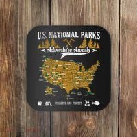 US National Parks Adventure Awaits Hiking & Camping Lover Coaster thumb 0