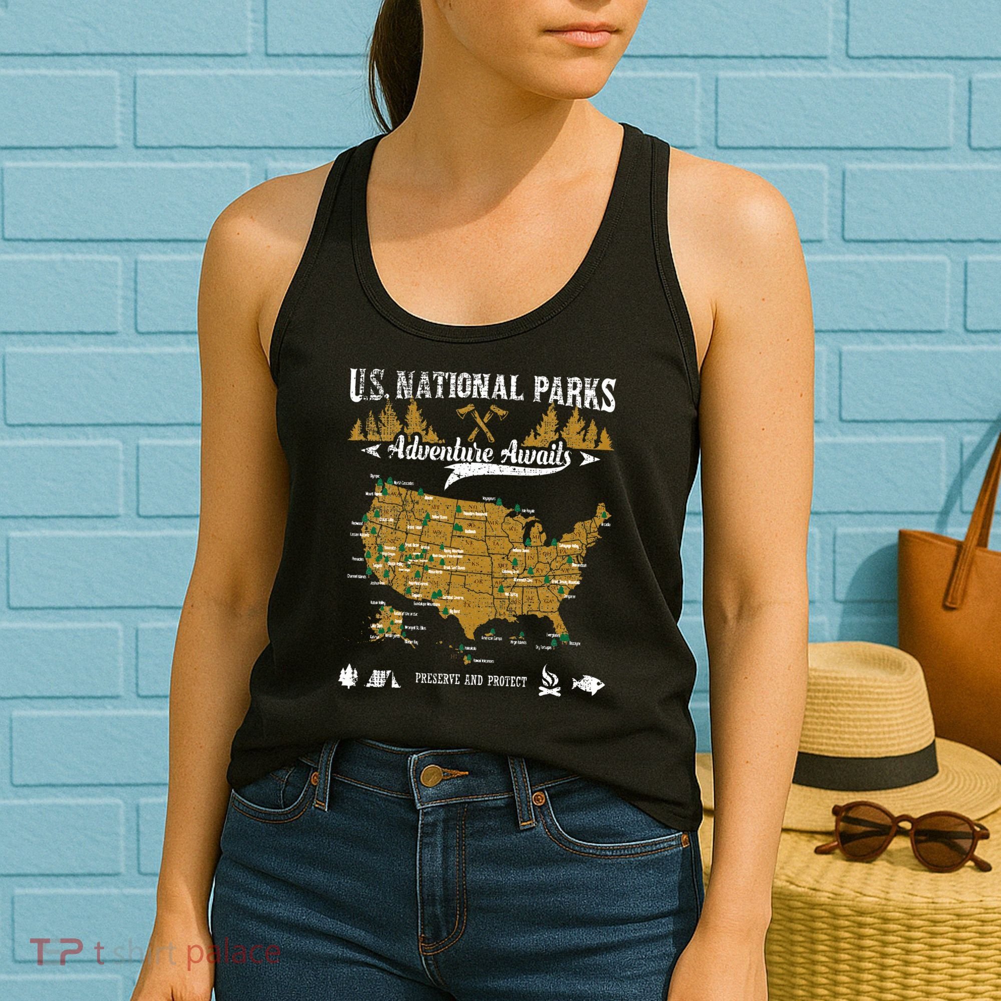 US National Parks Adventure Awaits Hiking & Camping Lover Women's Tank Top