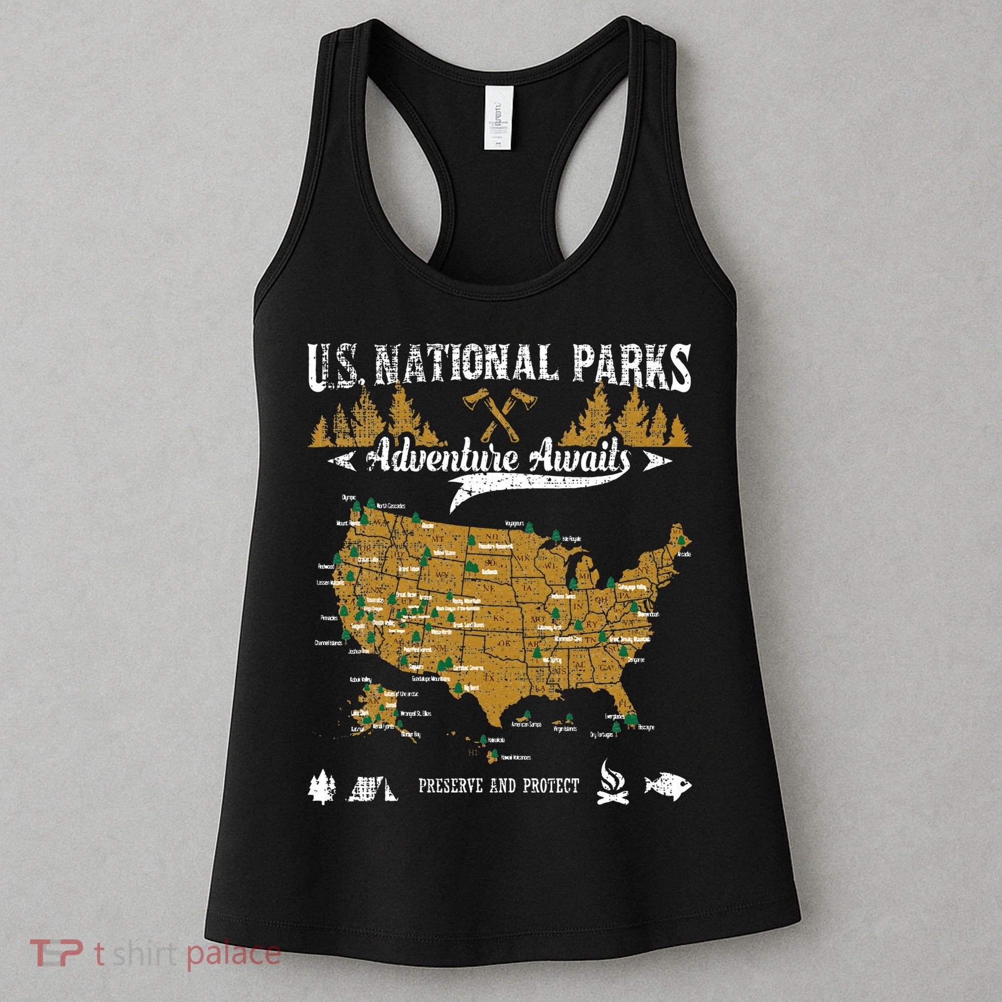 US National Parks Adventure Awaits Hiking & Camping Lover Women's Tank Top