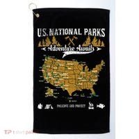 US National Parks Adventure Awaits Hiking & Camping Lover Golf Towel thumb 0