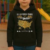 US National Parks Adventure Awaits Hiking & Camping Lover Kids Hoodie thumb 3