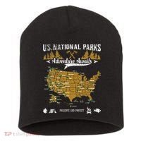 US National Parks Adventure Awaits Hiking & Camping Lover Short Acrylic Beanie thumb 0