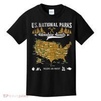 US National Parks Adventure Awaits Hiking & Camping Lover Kids T-Shirt thumb 0