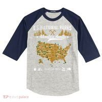 US National Parks Adventure Awaits Hiking & Camping Lover Kids Colorblock Raglan Jersey thumb 0