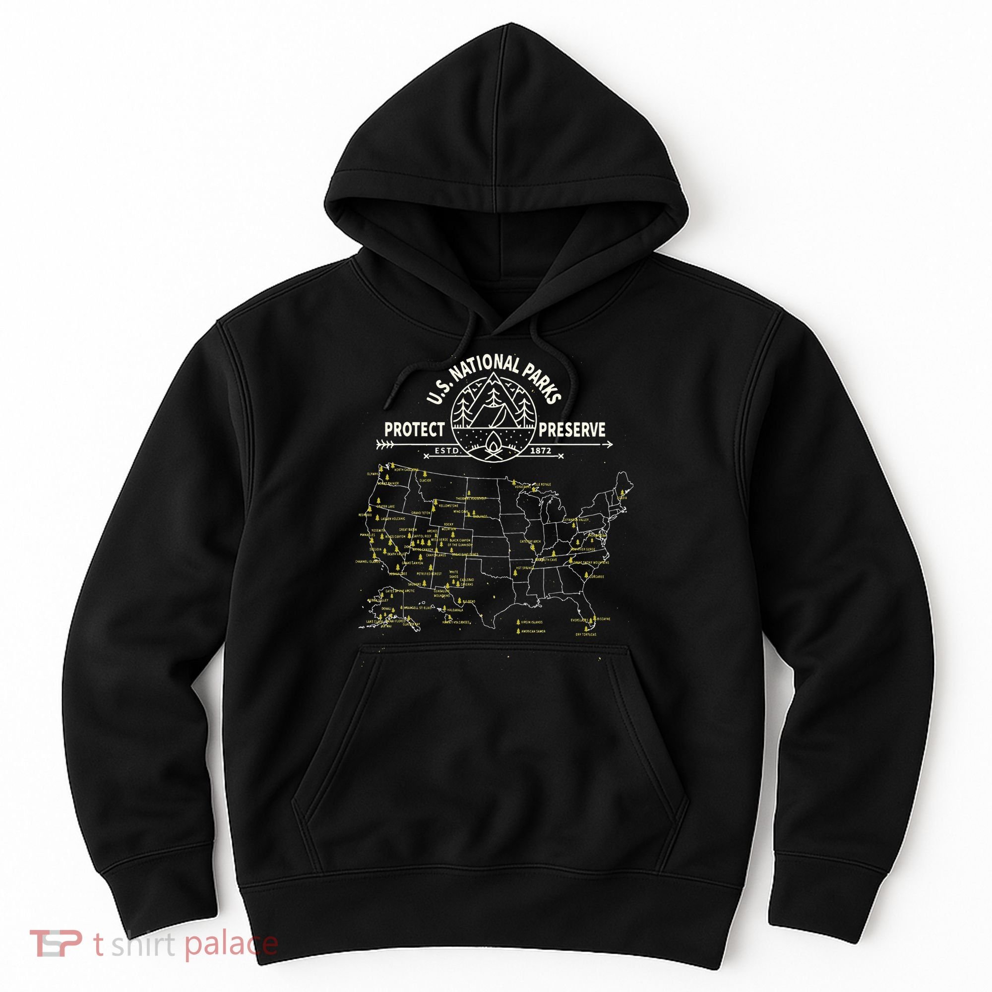 U.S. National Park Camping All 63 US National Parks Map Hoodie