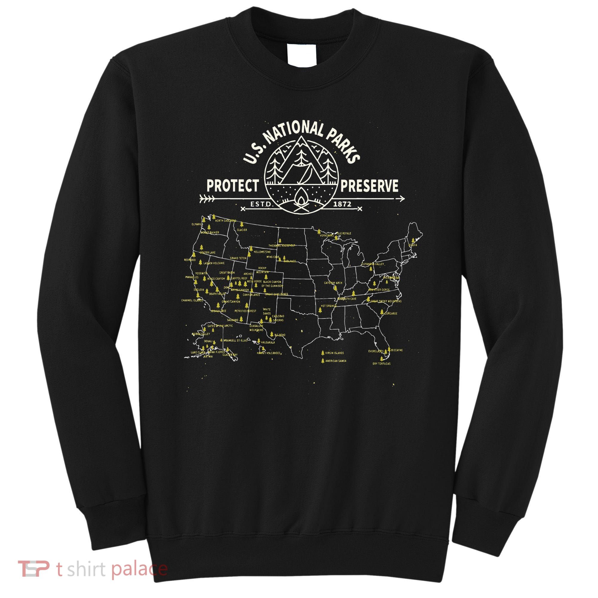 U.S. National Park Camping All 63 US National Parks Map Sweatshirt