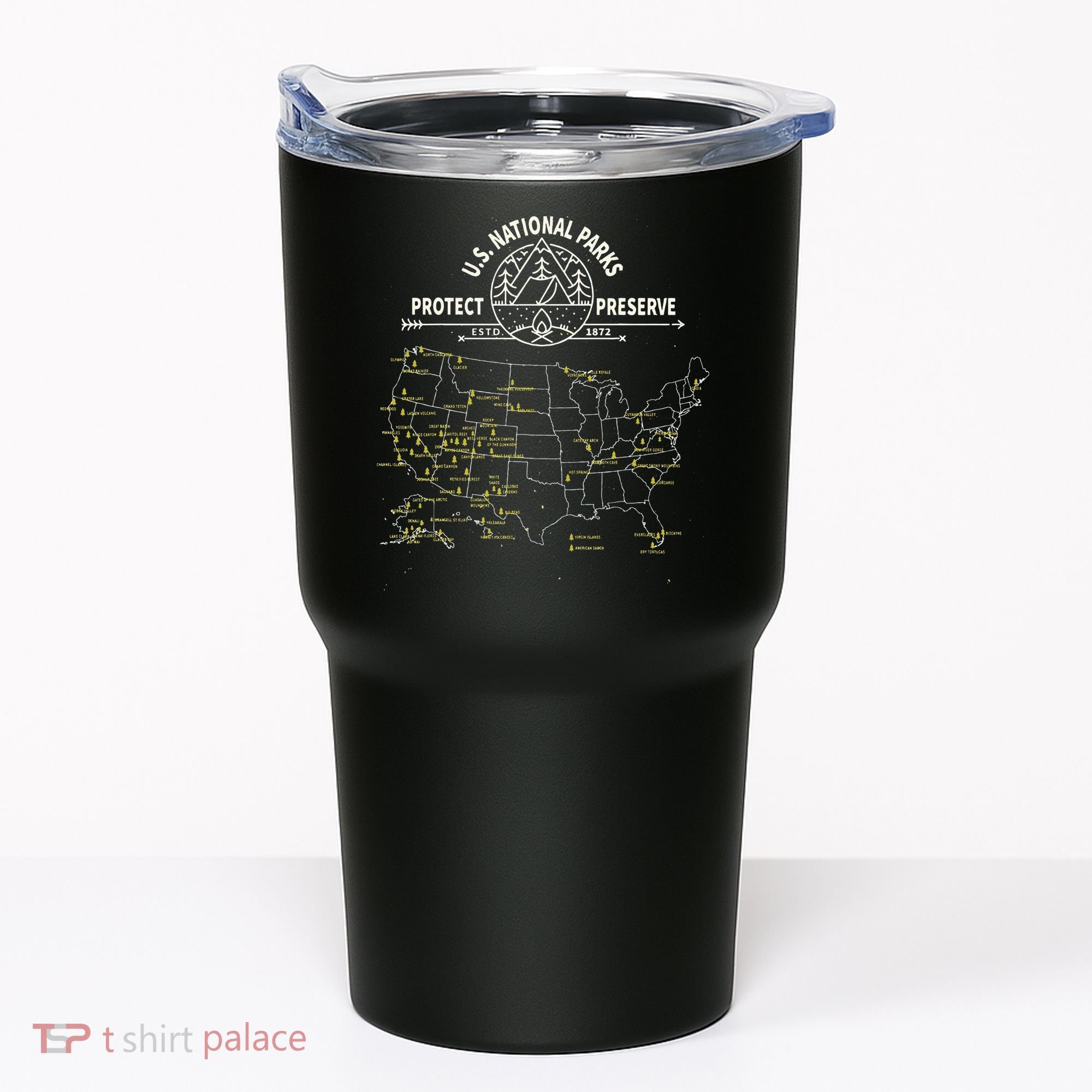 U.S. National Park Camping All 63 US National Parks Map Tumbler