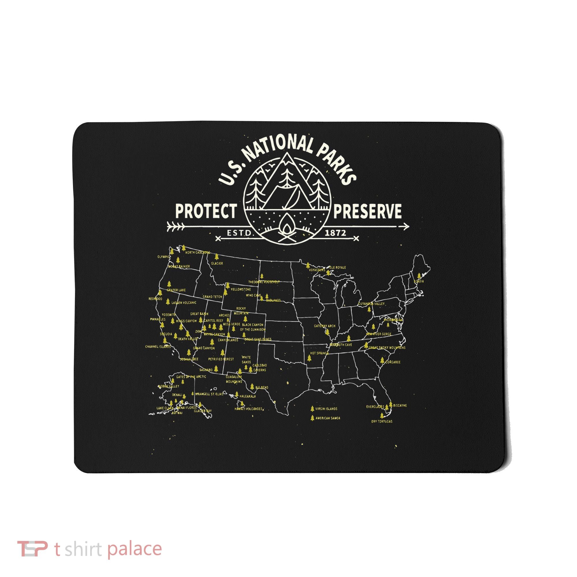 U.S. National Park Camping All 63 US National Parks Map Mousepad