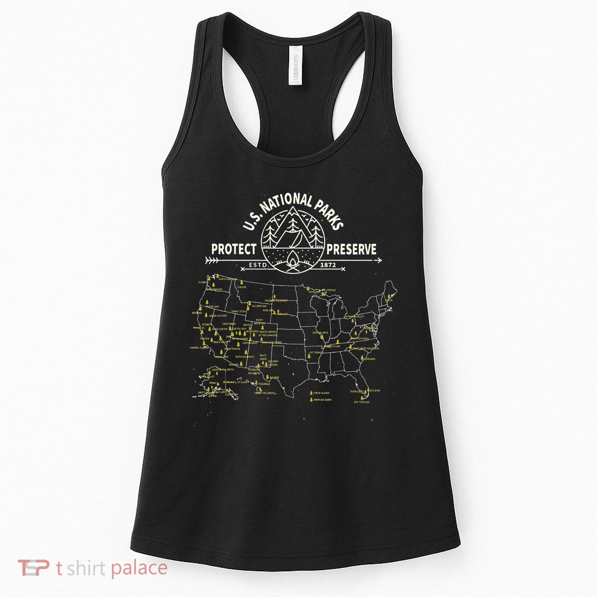 U.S. National Park Camping All 63 US National Parks Map Women's Tank Top