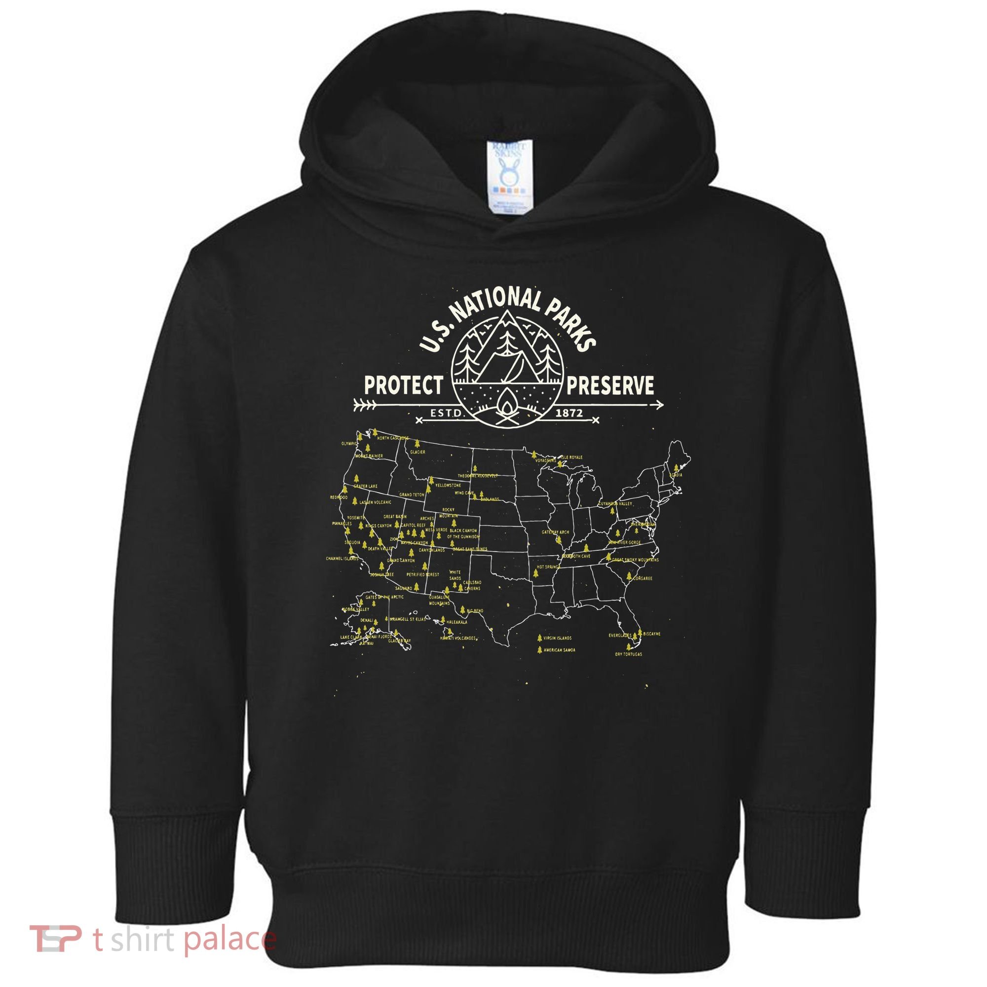 U.S. National Park Camping All 63 US National Parks Map Toddler Hoodie